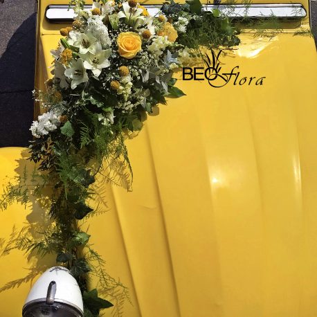 cvecara beoflora dekoracija automobila žute ruže